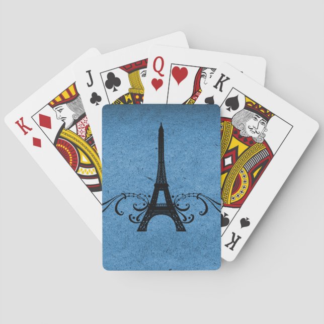 Baraja De Cartas Florecimiento francés de cosecha azul (Reverso)
