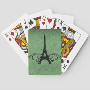 Baraja De Cartas Florecimiento francés de cosecha verde