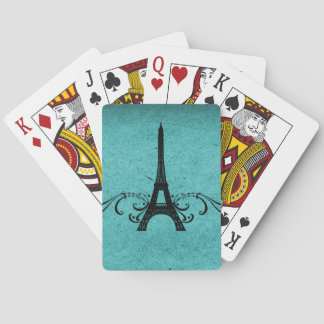 Baraja De Cartas Florecimiento verde azulado francés vintage
