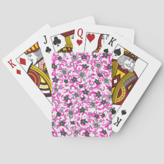 Baraja De Cartas Flores abstractas rosadas grises blancas lindas