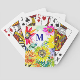 Baraja De Cartas Flores acuarelas monogramadas