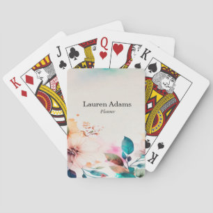 Baraja De Cartas Flores acuáticas colores pastel nombre personaliza