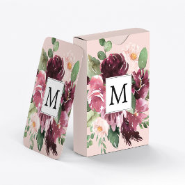 Baraja De Cartas Flores acuáticas modernas monogramadas