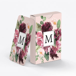 Baraja De Cartas Flores acuáticas modernas monogramadas