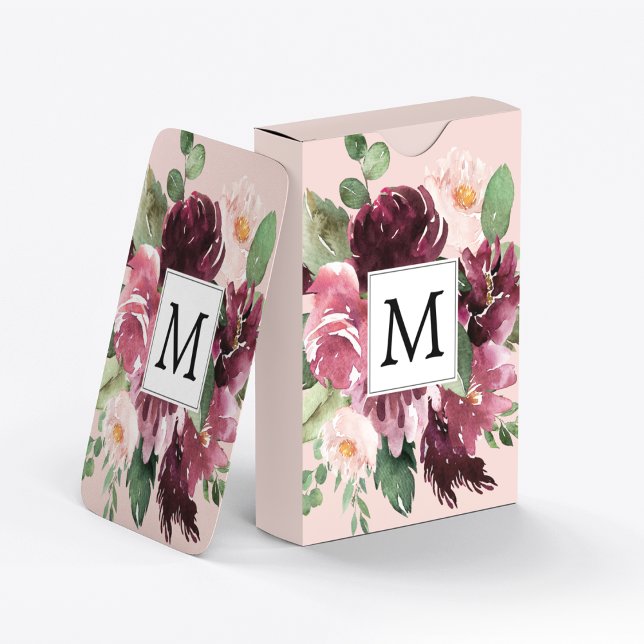 Baraja De Cartas Flores acuáticas modernas monogramadas (Subido por el creador)