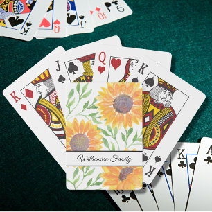 Baraja De Cartas Flores amarillas color agua personalizadas