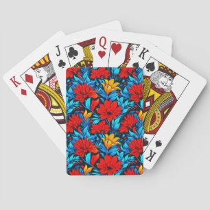 Baraja De Cartas Flores amarillas rojas florales Patrón-13075