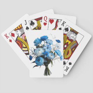 Baraja De Cartas Flores azules y blancas