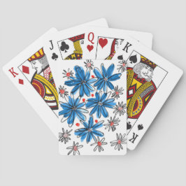 Baraja De Cartas Flores azules y blancas singulares