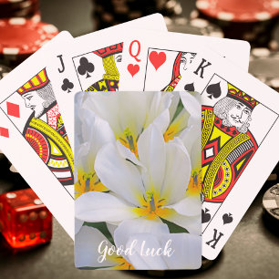 Baraja De Cartas Flores blancas y amarillas Buena suerte