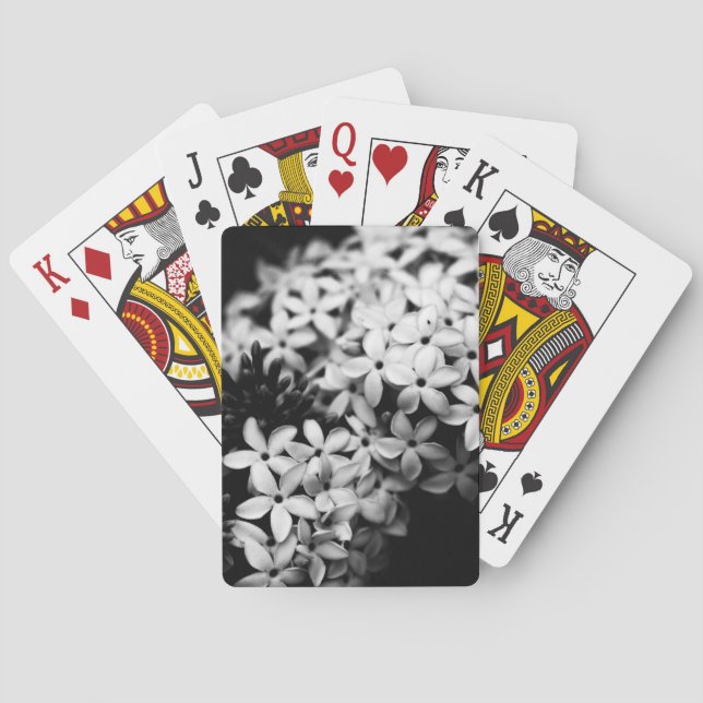 Baraja De Cartas Flores blancas y negras (Reverso)