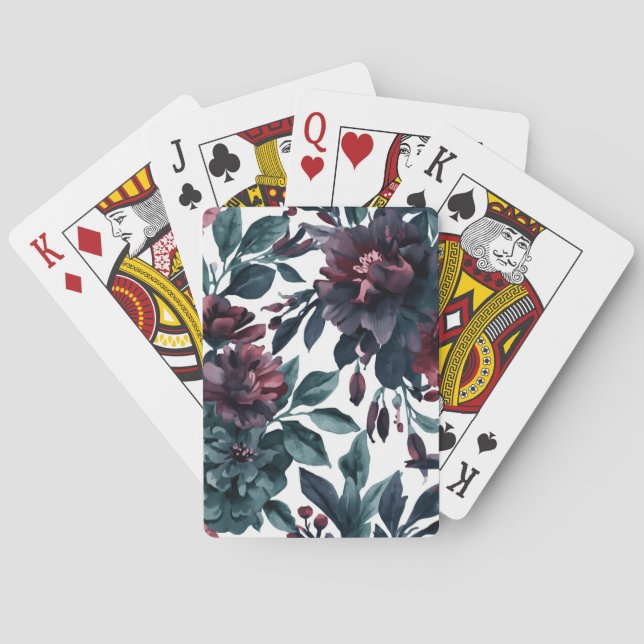 Baraja De Cartas Flores Botánicos de Acuarela Malhumorada (Reverso)