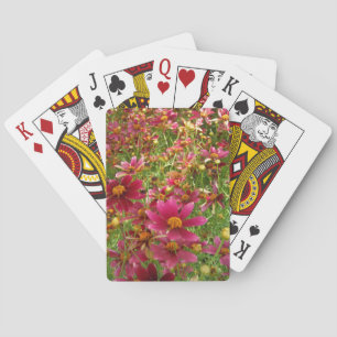 Baraja De Cartas Flores brillantes de rosado caliente y margarita a
