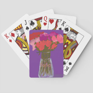 Baraja De Cartas Flores Coloridas Y Felices En La Vasa +Nombre Pers