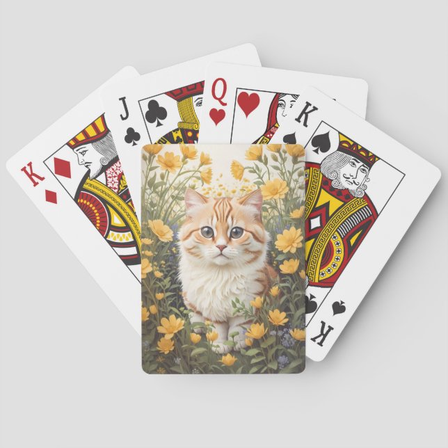 Baraja De Cartas Flores Cute Munchkin Cat Y Buttercup (Reverso)