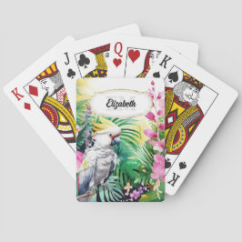 Baraja De Cartas Flores de acuarela de la jungla de cacatúa tropica