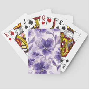 Baraja De Cartas Flores de Acuarela Violeta Pintadas