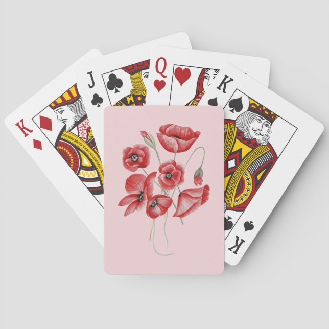 Baraja De Cartas Flores de amapola (Reverso)