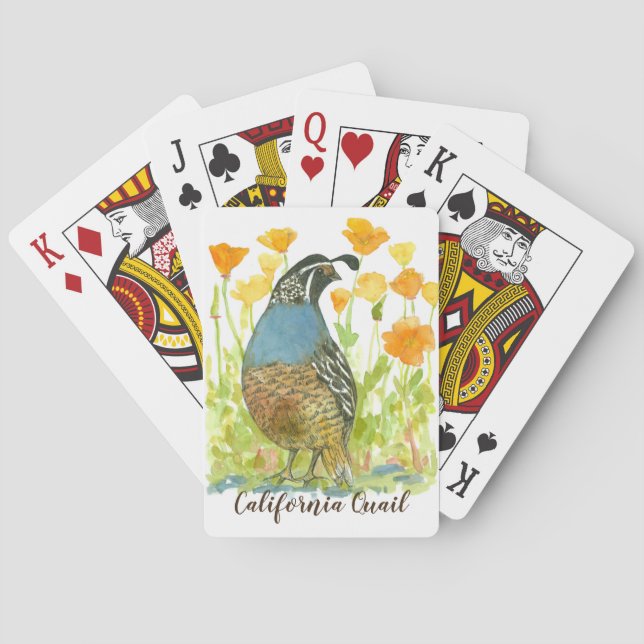 Baraja De Cartas Flores de amapola para aves del estado de Quail de (Reverso)