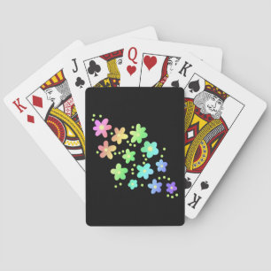 Baraja De Cartas Flores de arcoiris en negro
