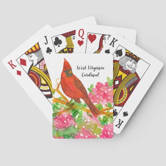 Baraja De Cartas Flores de aves del Cardenal de Aves de Virginia Oc (Reverso)