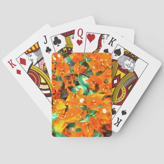 Baraja De Cartas Flores de Buganvilla Naranja Vibrante (Reverso)