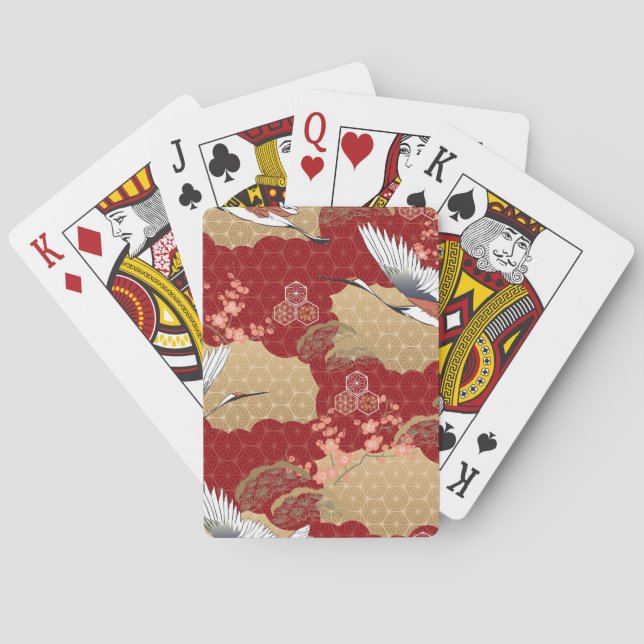 Baraja De Cartas Flores de cerezo de kimono japonesas (Reverso)