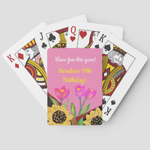 Baraja De Cartas Flores de colores Tulipanes rosados y girasoles am