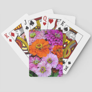Baraja De Cartas Flores de dalia naranja y púrpura