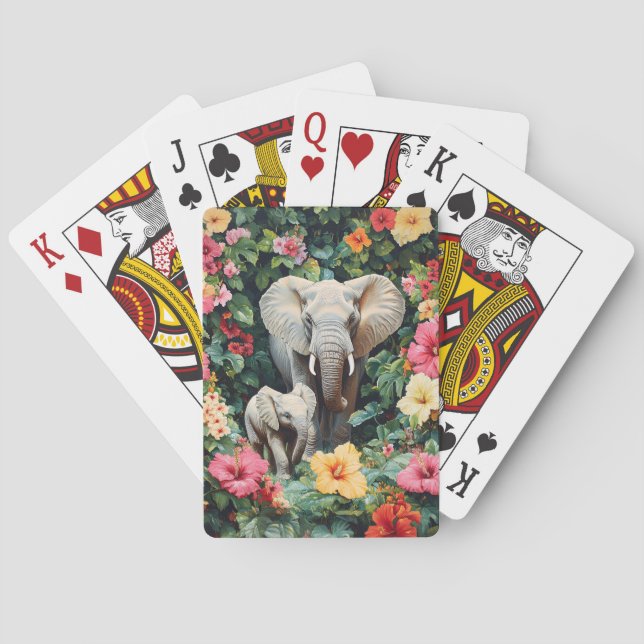 Baraja De Cartas Flores de elefante y ternera hibiscus (Reverso)