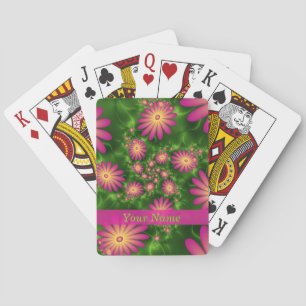 Baraja De Cartas Flores de fantasía rosada nombre fractal abstracto