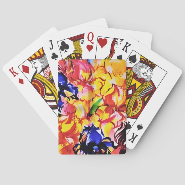 Baraja De Cartas Flores de flor de resplandor de verano exótico (Reverso)