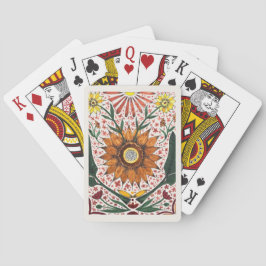 Baraja De Cartas Flores de girasoles simétricos pintados a mano