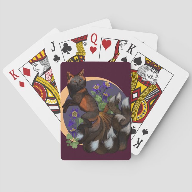 Baraja De Cartas Flores de Kitsune y Columbine (Reverso)