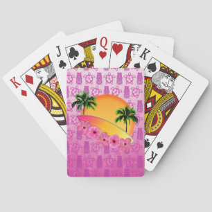 Baraja De Cartas Flores de la tabla hawaiana y del hibisco