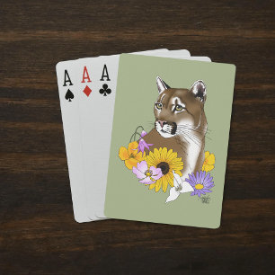 Baraja De Cartas Flores de león de la montaña Cougar Puma