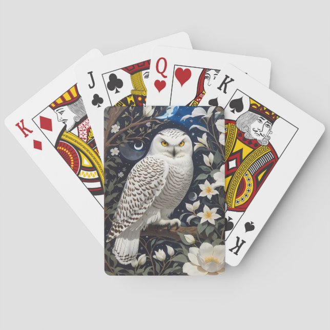Baraja De Cartas Flores de luna de búho de nieve (Reverso)