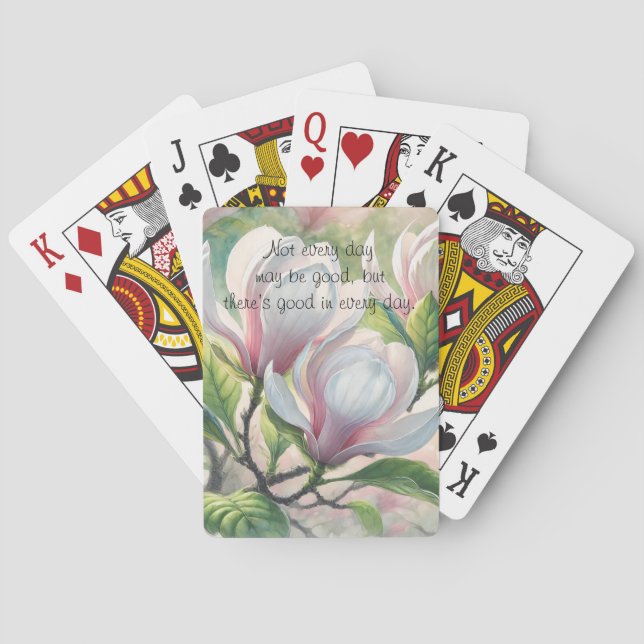 Baraja De Cartas Flores de Magnolia & Cita	 (Reverso)