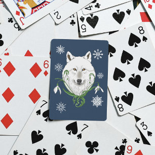 Baraja De Cartas Flores de nevada de lobo blanco ártico