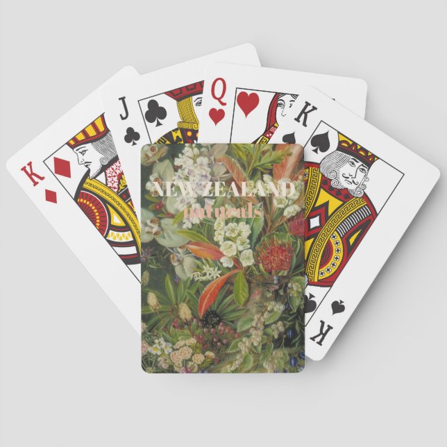 Baraja De Cartas Flores de Nueva Zelanda Botánica (Reverso)