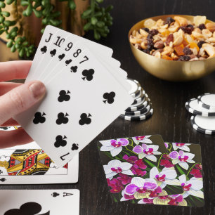 Baraja De Cartas Flores de orquídea blancas y rosadas