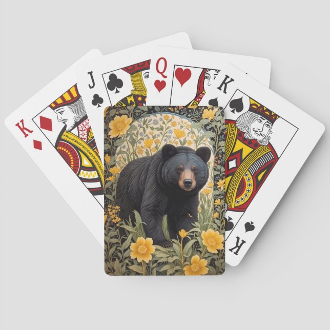 Baraja De Cartas Flores De Oso Negro Y Mariposa Amarilla (Reverso)