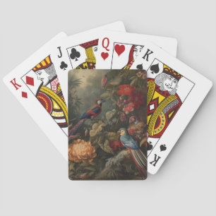 Baraja De Cartas Flores de pájaros botánicos vintage en el paraíso
