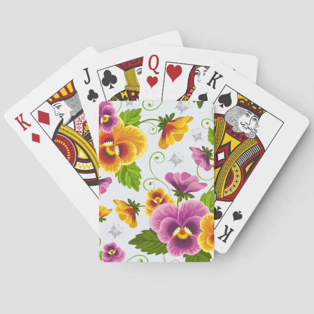 Baraja De Cartas Flores de pansy vívidas (Reverso)