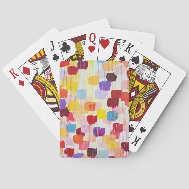 Baraja De Cartas Flores de pintura alegres (Reverso)