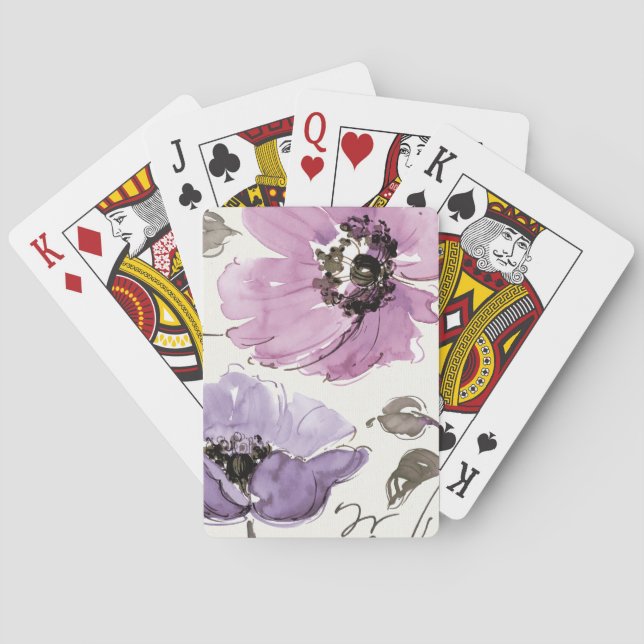 Baraja De Cartas Flores de vals florales de la acuarela del ciruelo (Reverso)