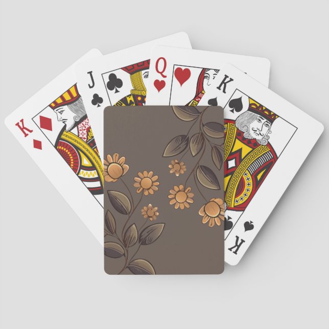 Baraja De Cartas Flores doradas (Reverso)