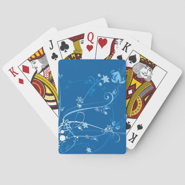 Baraja De Cartas Flores en azul (Reverso)