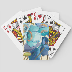 Baraja De Cartas Flores en diversas sombras de púrpura y de azul