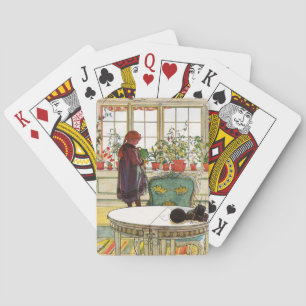Baraja De Cartas Flores en el Windowsill por Carl Larsson